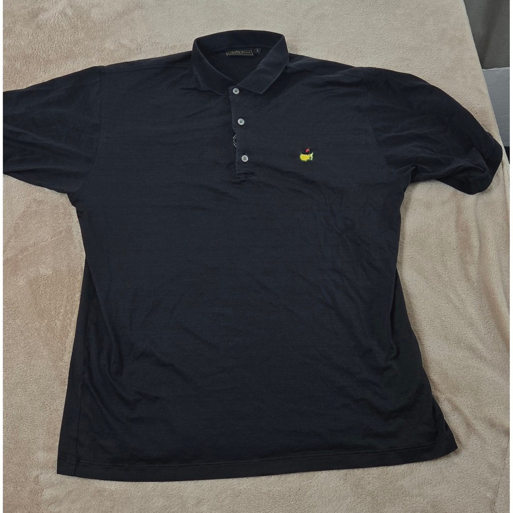 The Masters Bobby Jones Collection Polo Shirt Men Size Large Black Short Sleeve